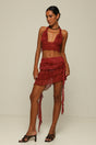 Asymmetric Ruffle Skirt Hibiscus