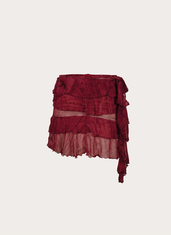 Asymmetric Ruffle Skirt Hibiscus